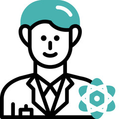 scientist flat line icon