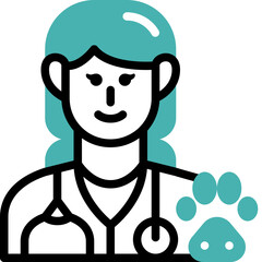 female veterinarian flat line icon