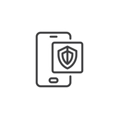 Mobile phone security line icon