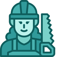 woman carpenter two tone icon
