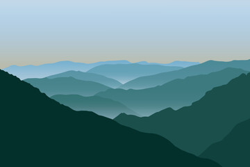 Fototapeta premium mountains landscape vector design illustration, nature flat design.