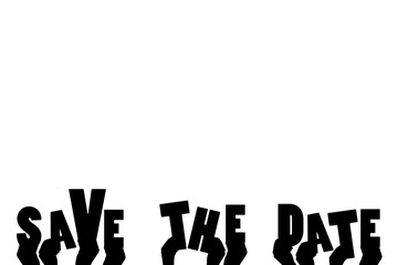 Digital png illustration of hands holding save the date text on transparent background