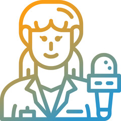 woman reporter gradient line icon