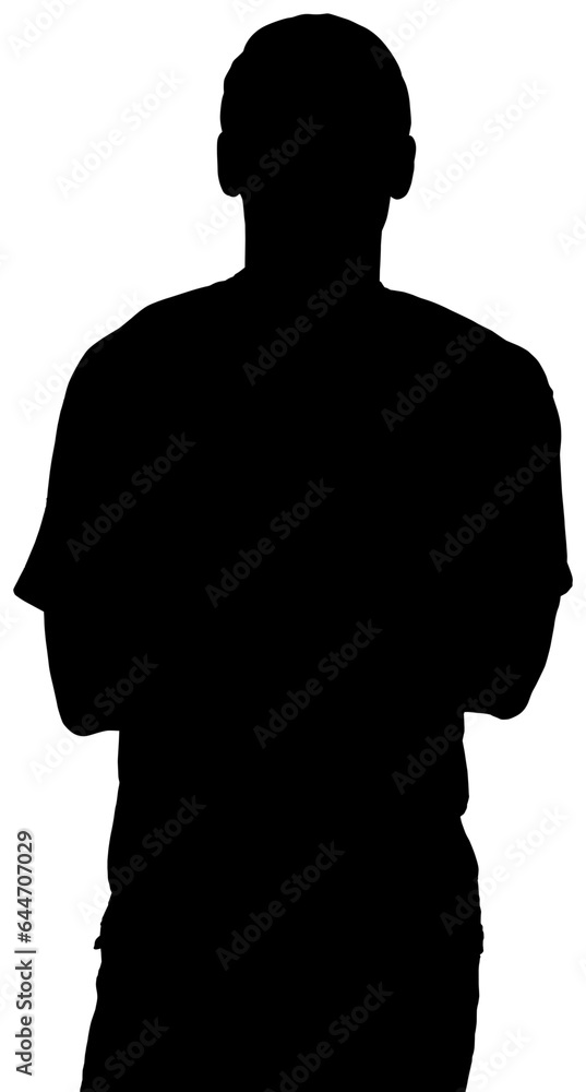 Poster Digital png silhouette of man standing on transparent background