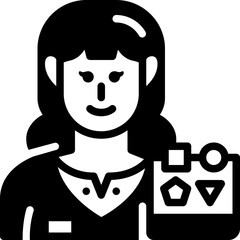 woman content creator solid line icon