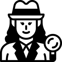 female detective solid line icon