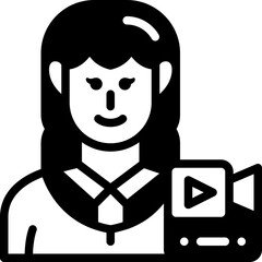 woman vlogger solid line icon