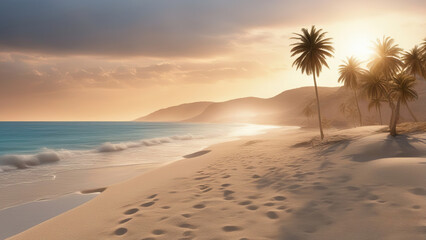 Beautiful sunset on the beach. Sunset over the sea. Beautiful landscape.