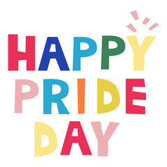 Happy pride day lettering flat illustration