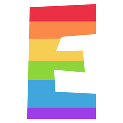 Rainbow alphabet e flat illustration