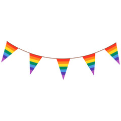 Rainbow bunting flag flat illustration