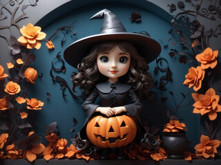 Halloween witch and broom
Witch flies through the air on Halloween Halloween witch cooking in her cauldron

