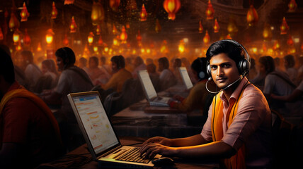 Indian call center , working procesing, Generative AI