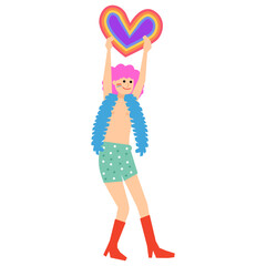 LGBTQ walking parade flat illustration