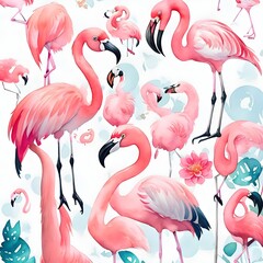 Obraz premium pink flamingo birds