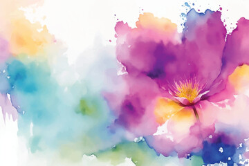 Watercolor painted flower background 