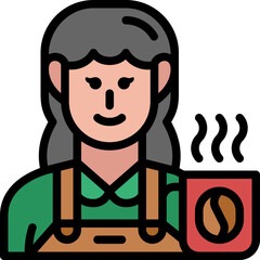 female barista filled outline icon