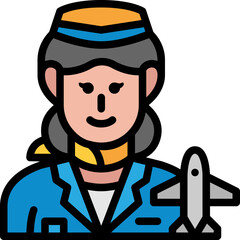 air hostess filled outline icon