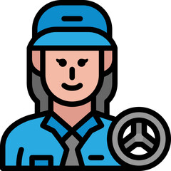 woman driver filled outline icon