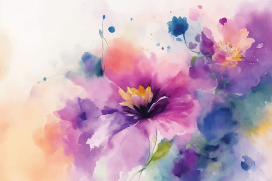 Watercolor painted flower background © Design guru001