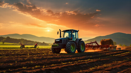 Fototapeta premium tractor in field