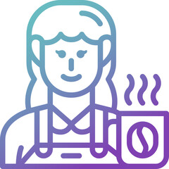 female barista gradient line icon