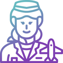 air hostess gradient line icon