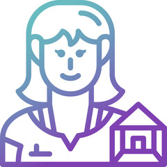 female interior designer gradient line icon