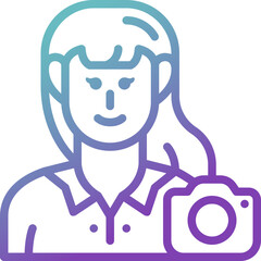 female photographer gradient line icon