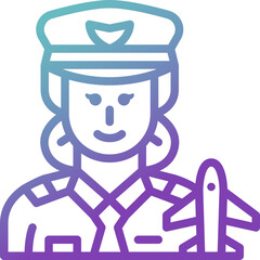 female pilot gradient line icon