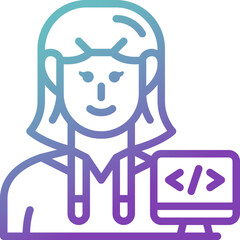 Fototapeta premium woman programmer gradient line icon