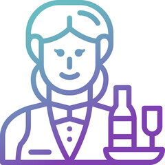 waitress gradient line icon