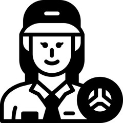 woman driver solid line icon