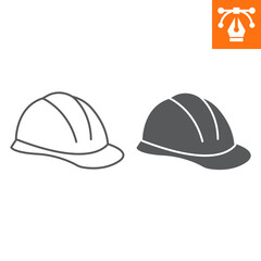 Helmet line and solid icon, outline style icon for web site or mobile app, construction and building, hardhat vector icon, simple vector illustration, vector graphics with editable strokes.