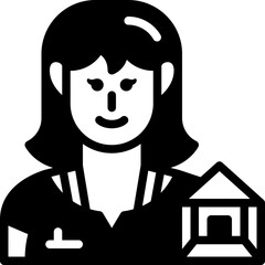 female interior designer solid line icon