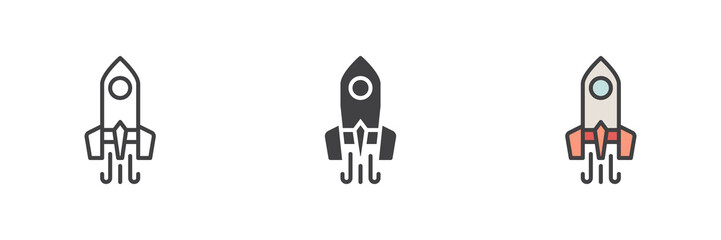 Startup rocket different style icon set
