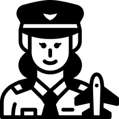 female pilot solid line icon