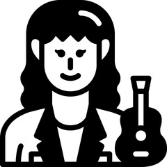 female musician solid line icon
