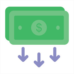 cash down flat icon design style