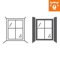 Window line and solid icon, outline style icon for web site or mobile app, construction and building, window vector icon, simple vector illustration, vector graphics with editable strokes.