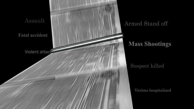 Newspaper Being Printed, Mass Shootings Headlines words fade in - Public Safety Danger Animation