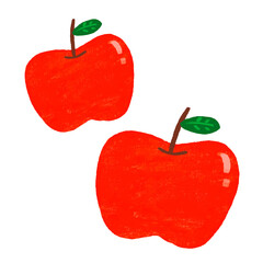 手描き　2個のかわいいりんごのイラスト