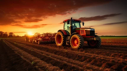Foto op Aluminium tractor in the field © Astanna Media