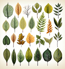 Set of leaves on a white background