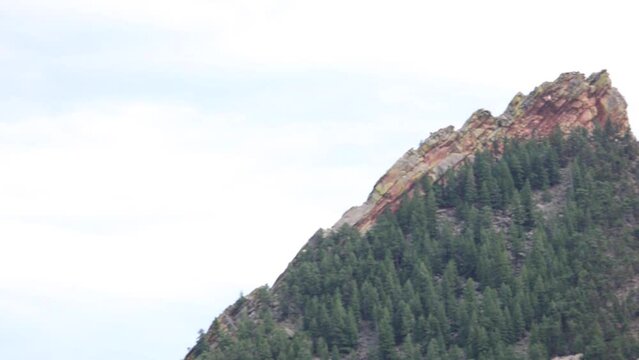 Revealing Shot of Flat Iron Mountain in Boulder Colorado Grass Mountain Peak