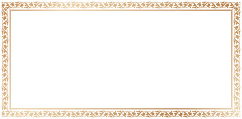 Decorative rectangle frame ornament Elegant element for design in Eastern style, place for text. Floral golden border. Lace illustration for invitations and greeting cards, certificate of completions