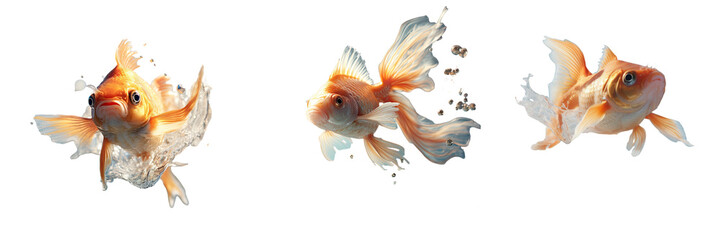 Fototapeta premium A fish leaping out from water to find safety in another place transparent background