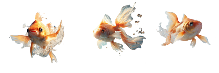 A fish leaping out from water to find safety in another place transparent background
