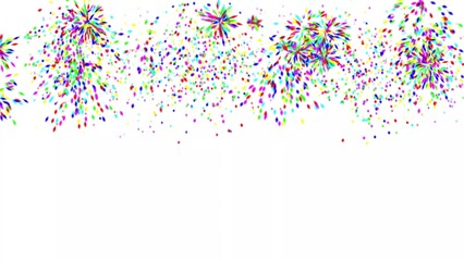 Beautiful illustration of colorful fireworks on plain white background