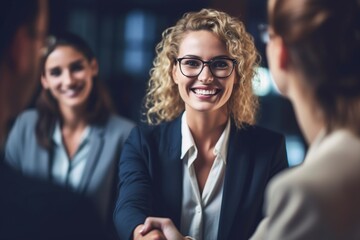 Fototapeta premium successful business people shaking hands in the office. Finishing successful meeting. handshake in the office